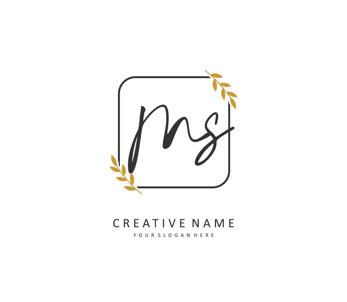 M S MS Initial letter handwriting and  signature logo. A concept handwriting initial logo with template element. vector