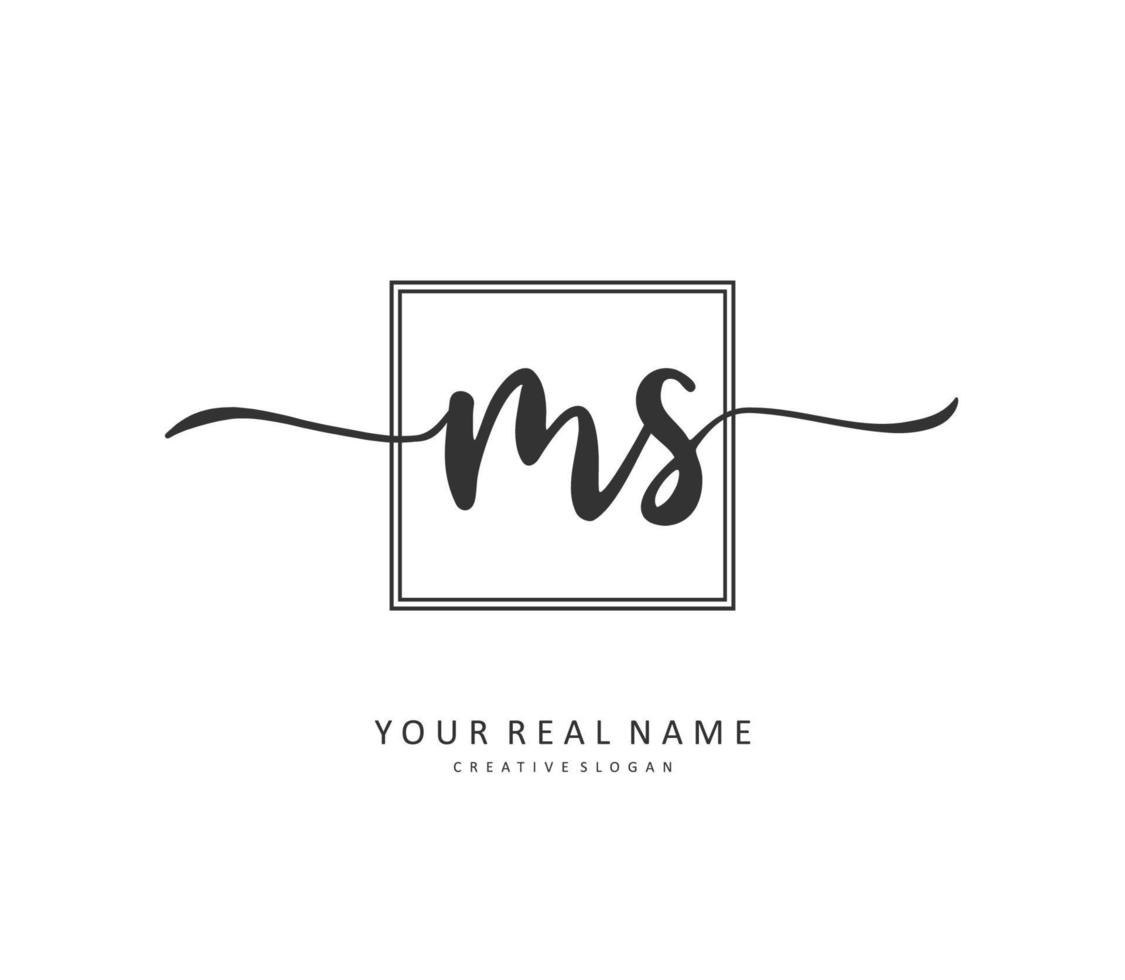 M S MS Initial letter handwriting and  signature logo. A concept handwriting initial logo with template element. vector