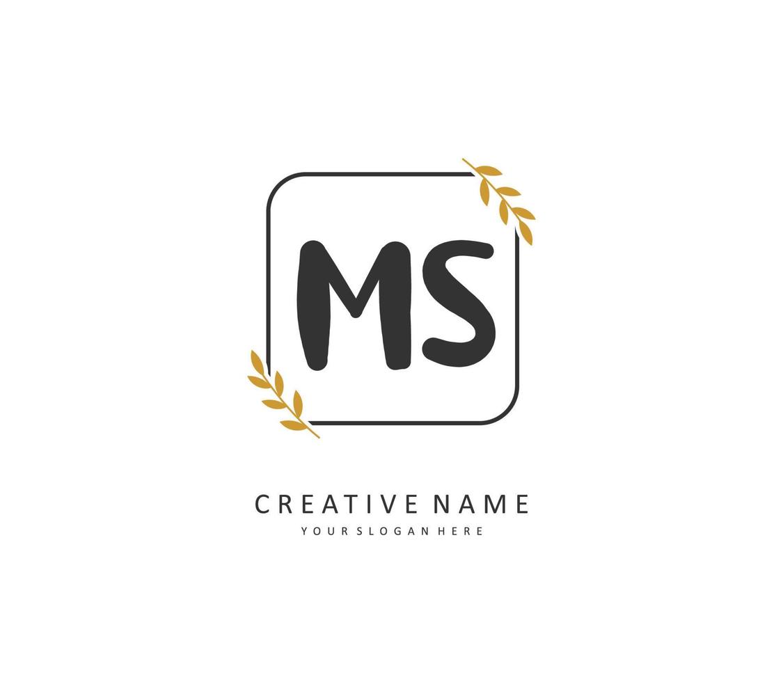 M S MS Initial letter handwriting and  signature logo. A concept handwriting initial logo with template element. vector