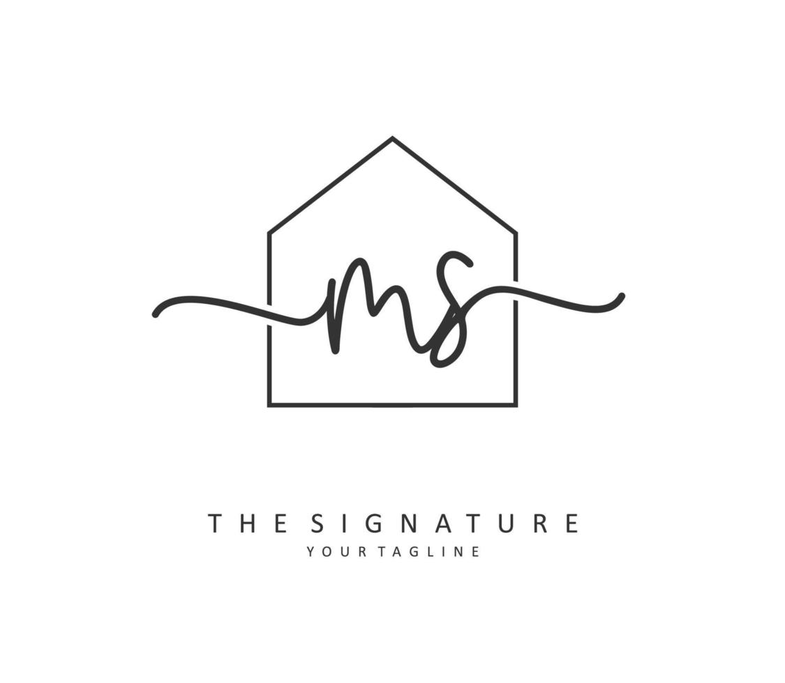 M S MS Initial letter handwriting and  signature logo. A concept handwriting initial logo with template element. vector