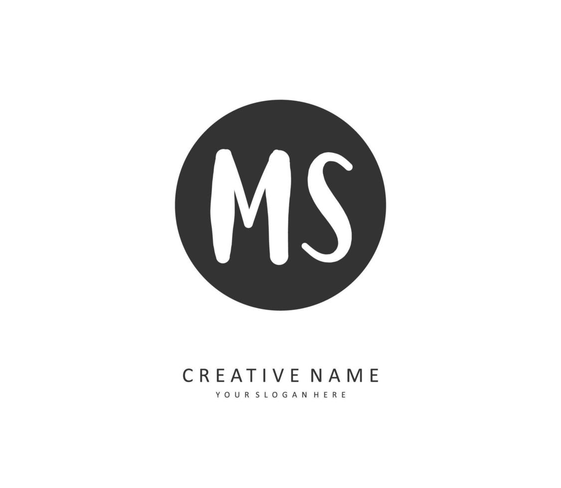 M S MS Initial letter handwriting and  signature logo. A concept handwriting initial logo with template element. vector