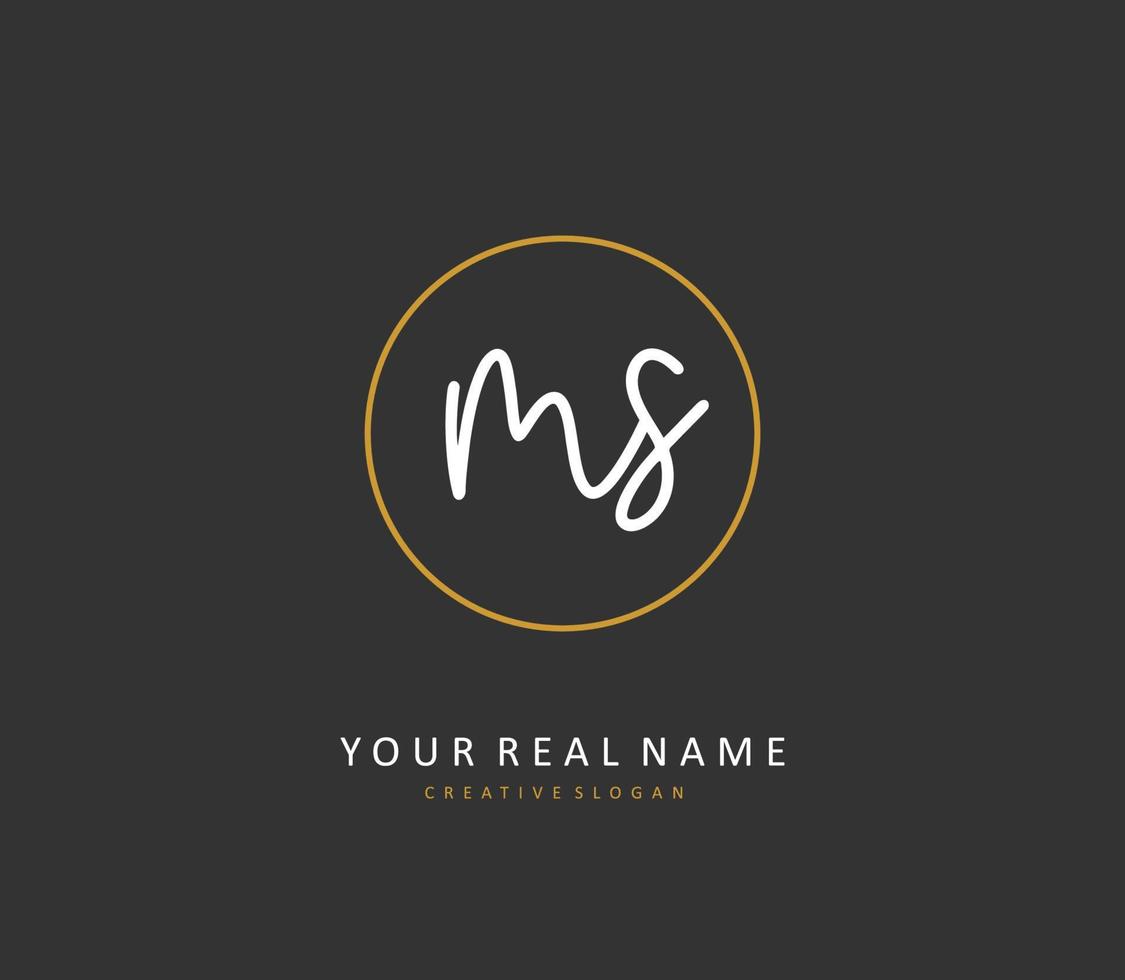 M S MS Initial letter handwriting and  signature logo. A concept handwriting initial logo with template element. vector