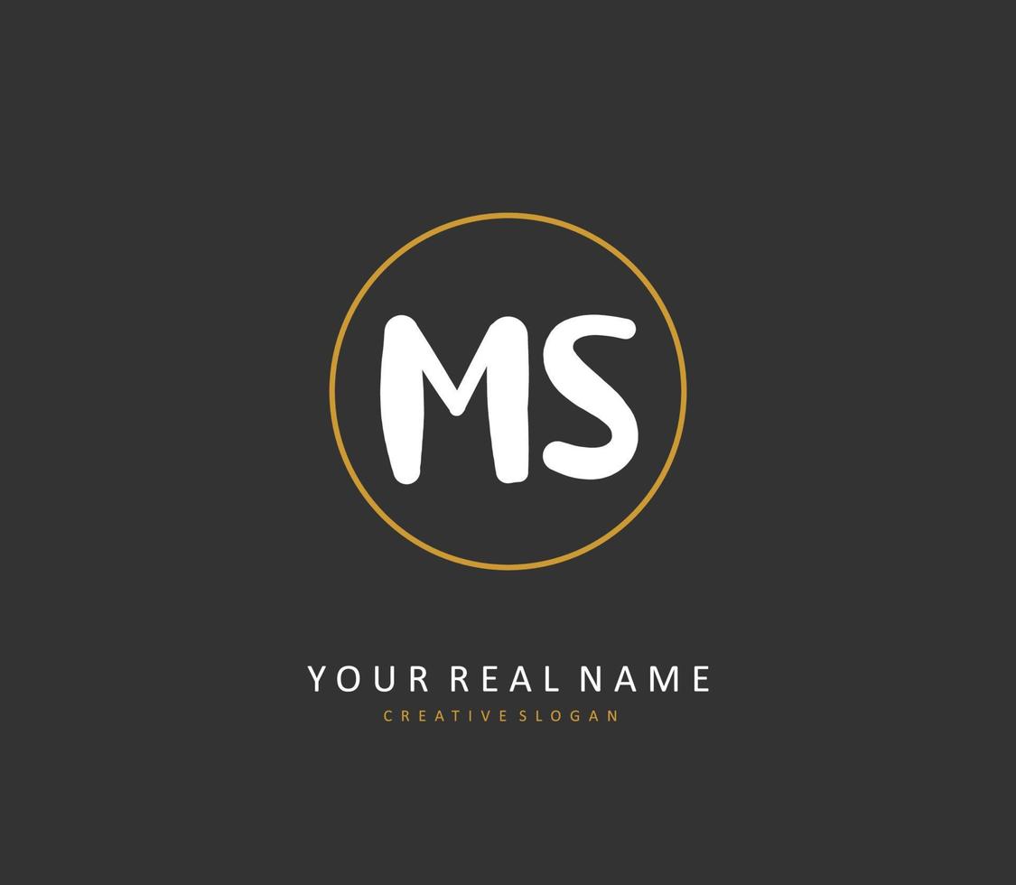 M S MS Initial letter handwriting and  signature logo. A concept handwriting initial logo with template element. vector