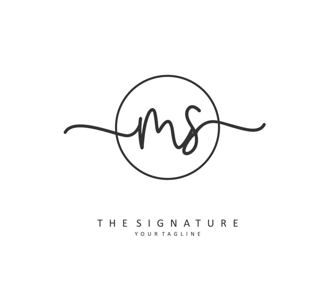 M S MS Initial letter handwriting and  signature logo. A concept handwriting initial logo with template element. vector
