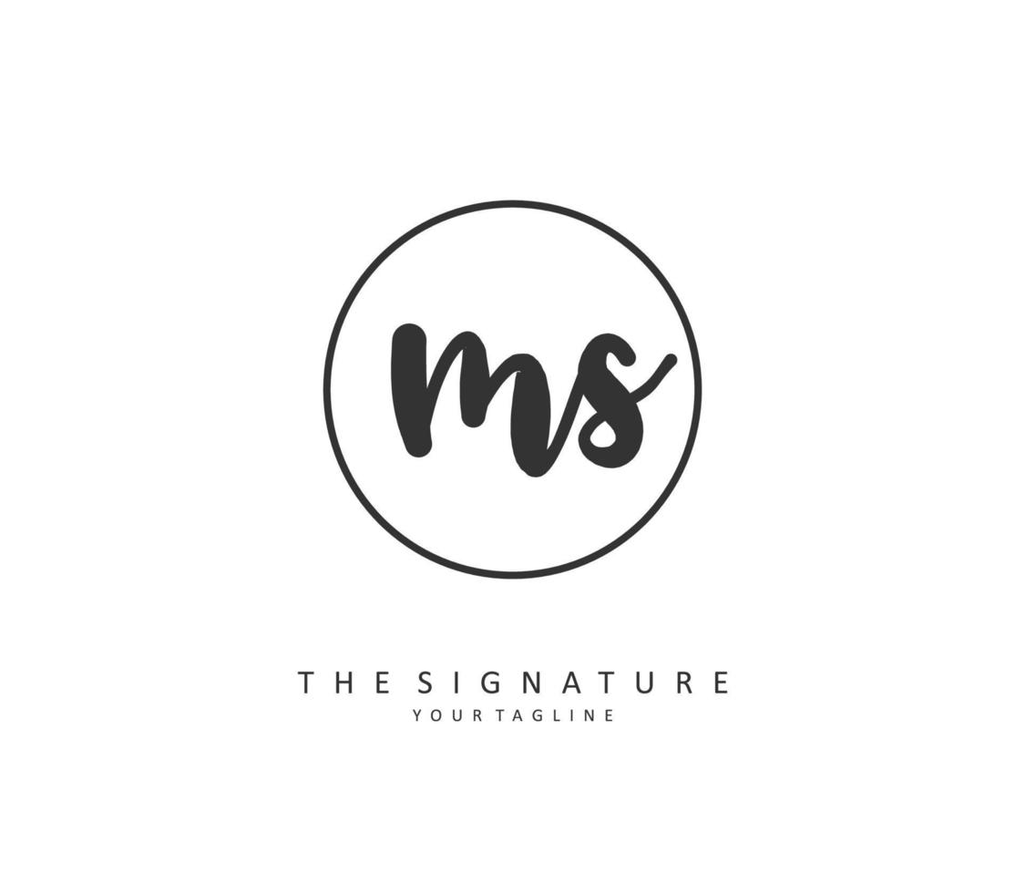 M S MS Initial letter handwriting and  signature logo. A concept handwriting initial logo with template element. vector