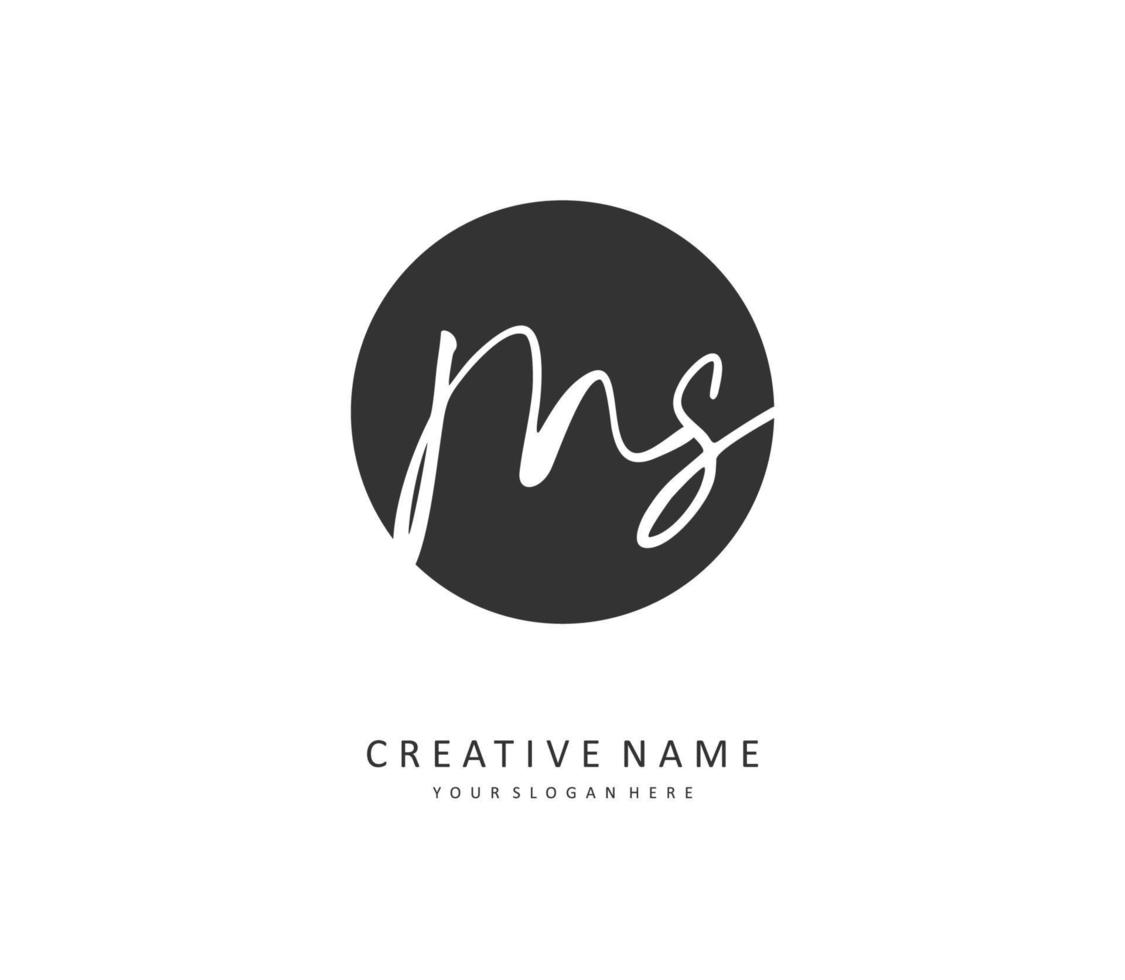 M S MS Initial letter handwriting and  signature logo. A concept handwriting initial logo with template element. vector