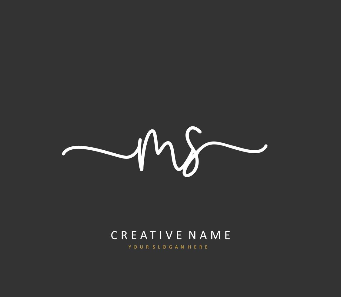 M S MS Initial letter handwriting and  signature logo. A concept handwriting initial logo with template element. vector