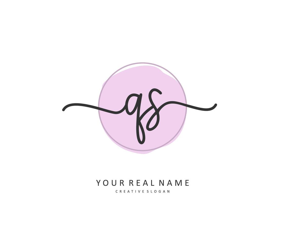 Q S QS Initial letter handwriting and  signature logo. A concept handwriting initial logo with template element. vector