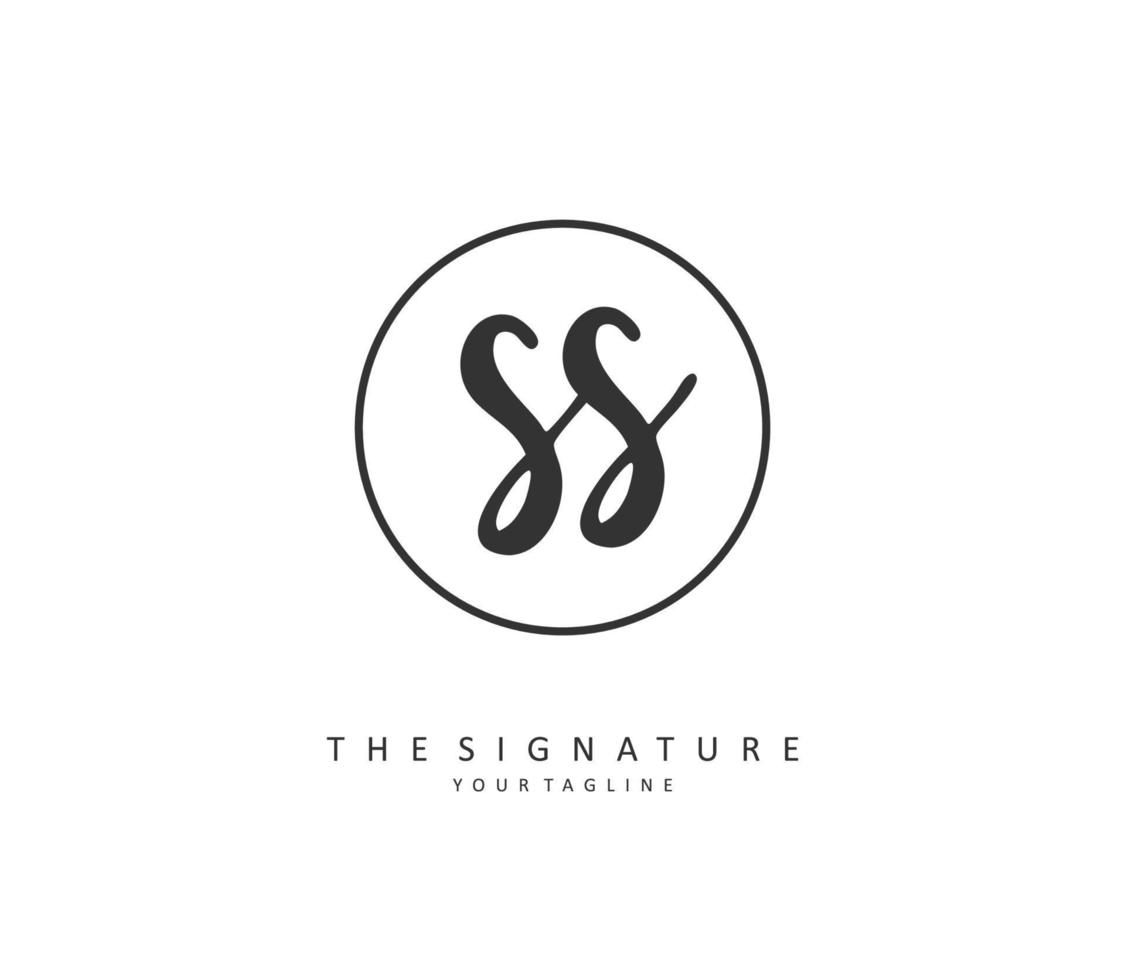 S SS Initial letter handwriting and  signature logo. A concept handwriting initial logo with template element. vector