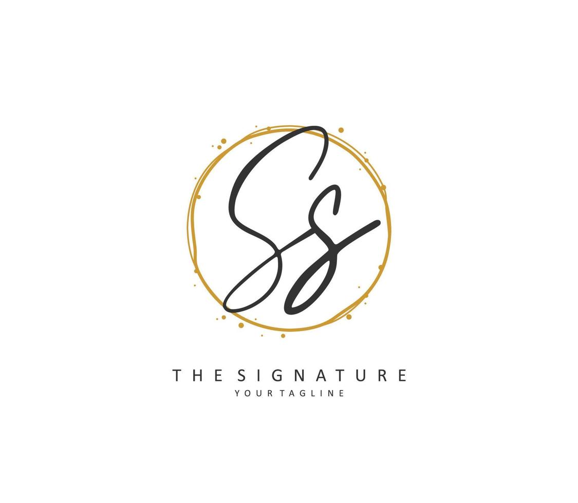 S SS Initial letter handwriting and  signature logo. A concept handwriting initial logo with template element. vector
