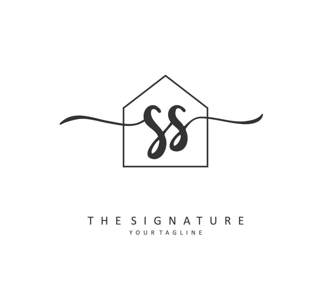 S SS Initial letter handwriting and  signature logo. A concept handwriting initial logo with template element. vector