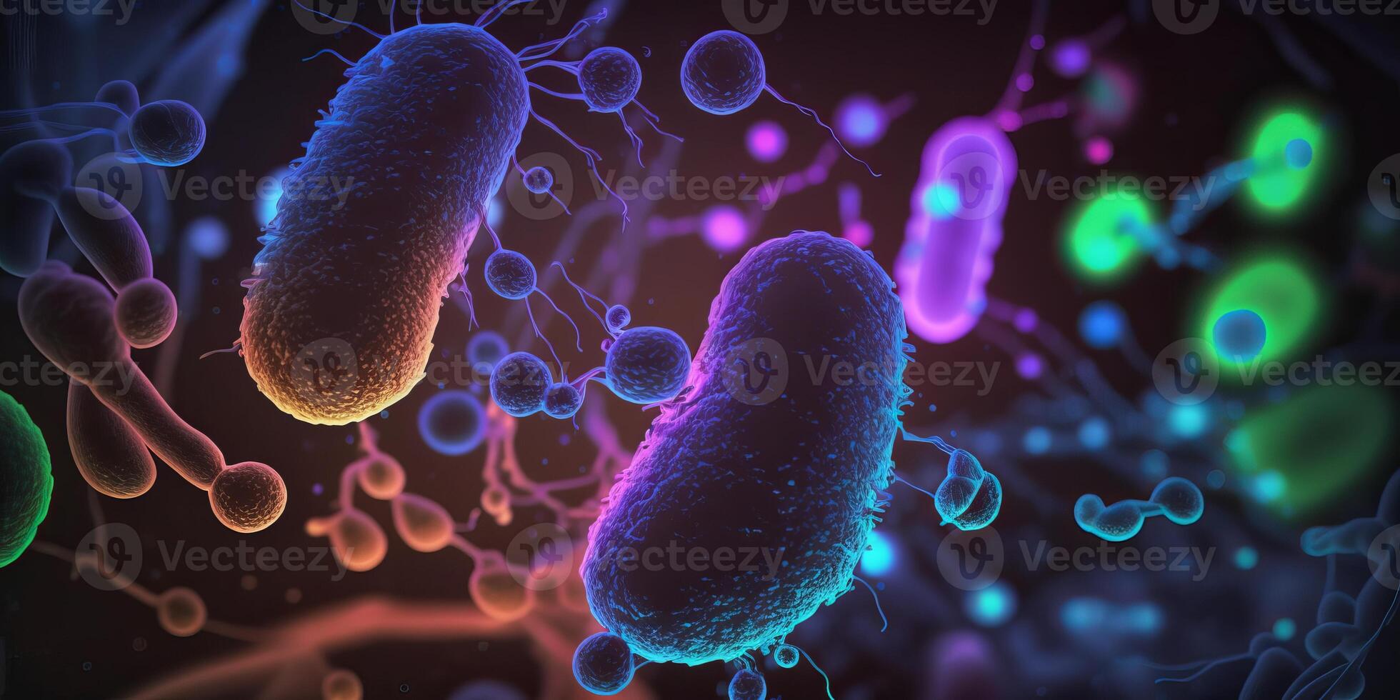 bacterias células debajo microscopio fondo, bacterias enfermedad epidemia. generativo ai foto