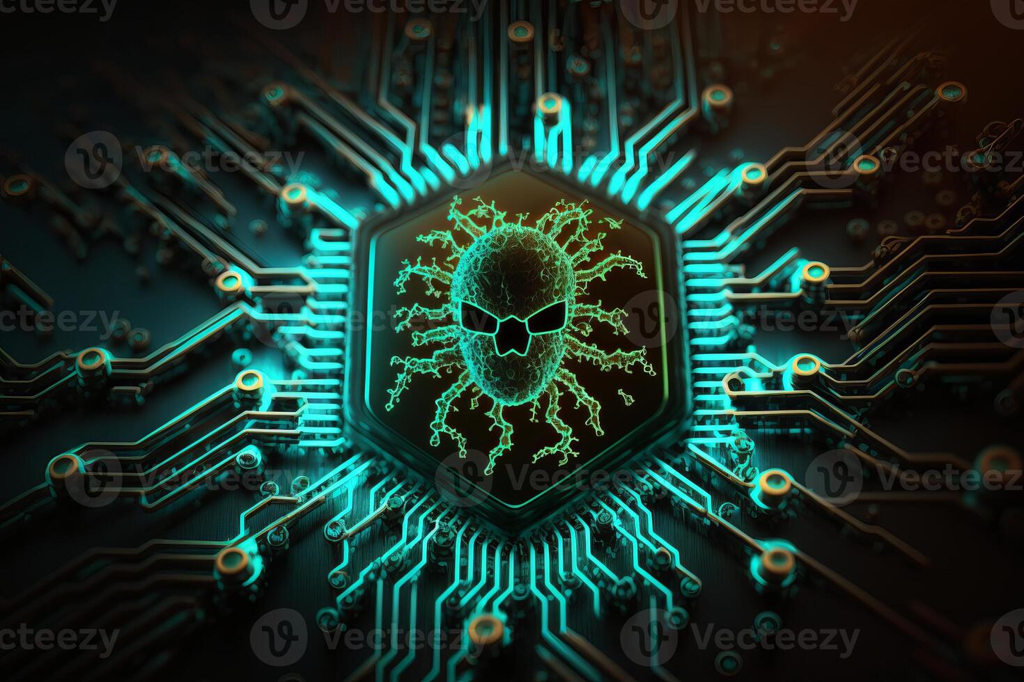 Computer Virus Background. Malware, Ransomware, Spam, Phishing, Hacked or Attact Computer Concept. photo