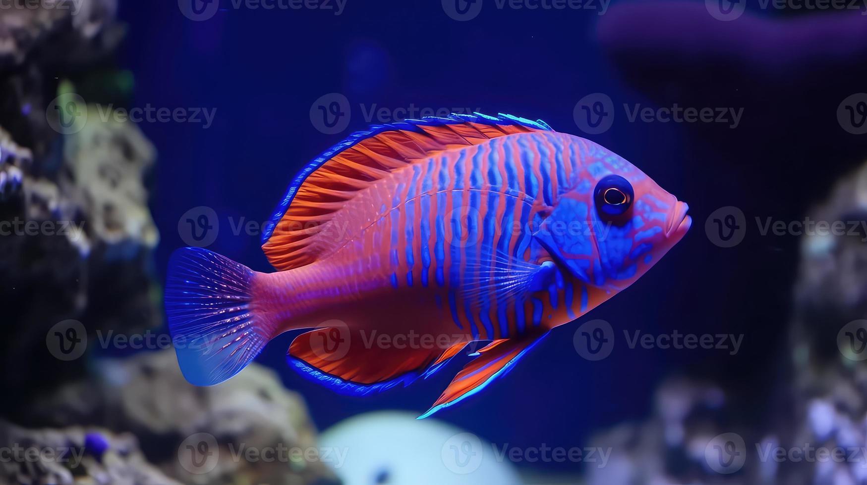 Animals of the underwater sea world. Ecosystem. Colorful tropical fish. photo