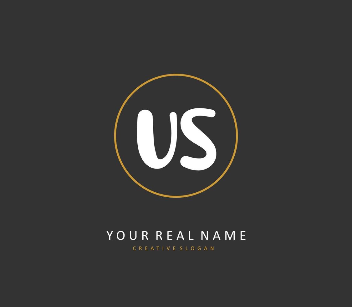 U S US Initial letter handwriting and  signature logo. A concept handwriting initial logo with template element. vector