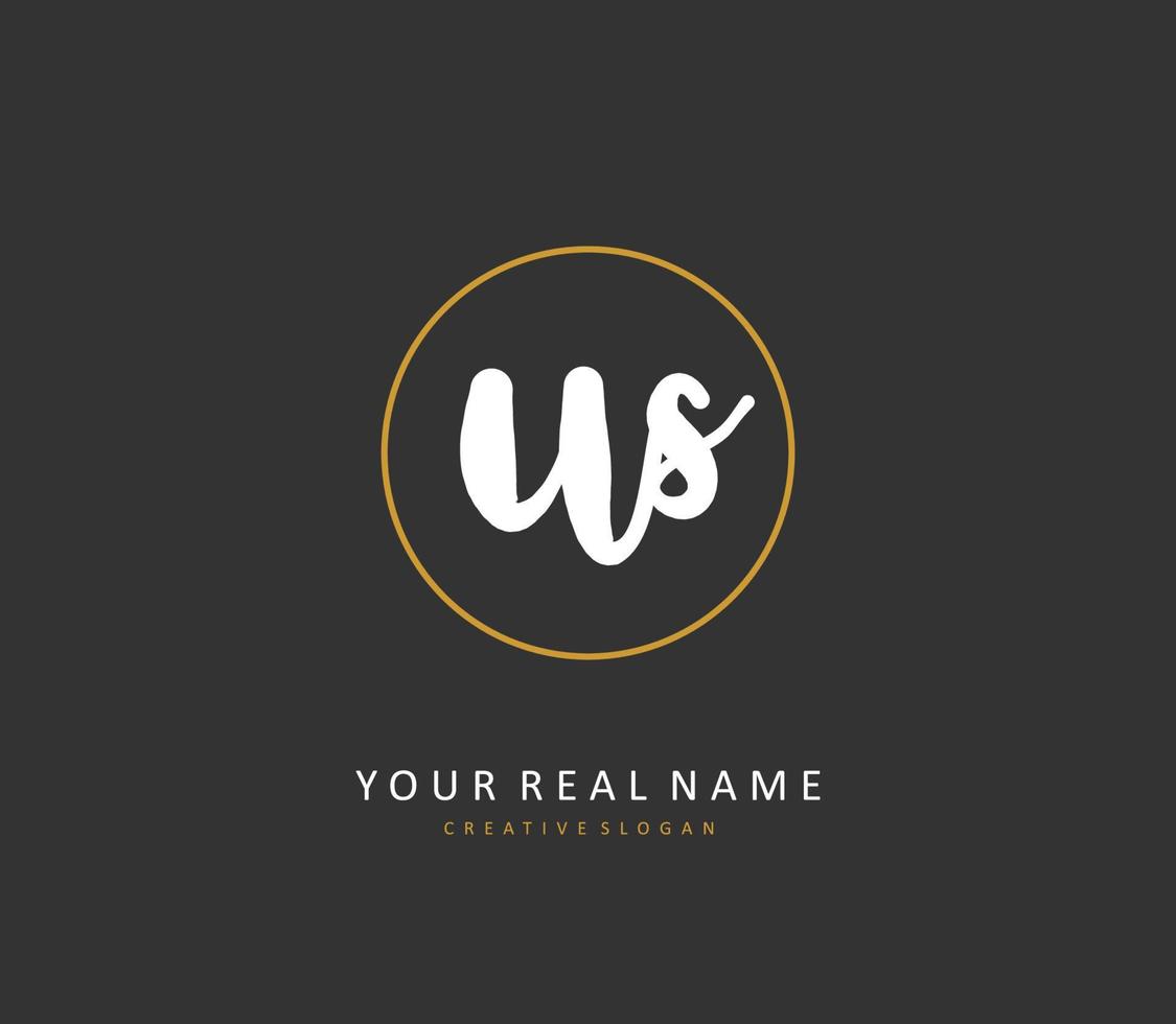 U S US Initial letter handwriting and  signature logo. A concept handwriting initial logo with template element. vector