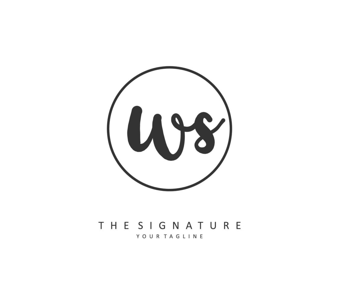 W S WS Initial letter handwriting and  signature logo. A concept handwriting initial logo with template element. vector