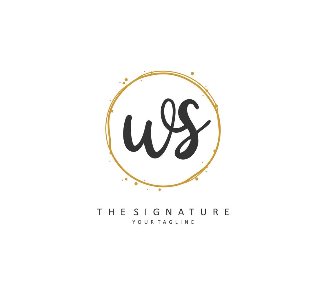W S WS Initial letter handwriting and  signature logo. A concept handwriting initial logo with template element. vector