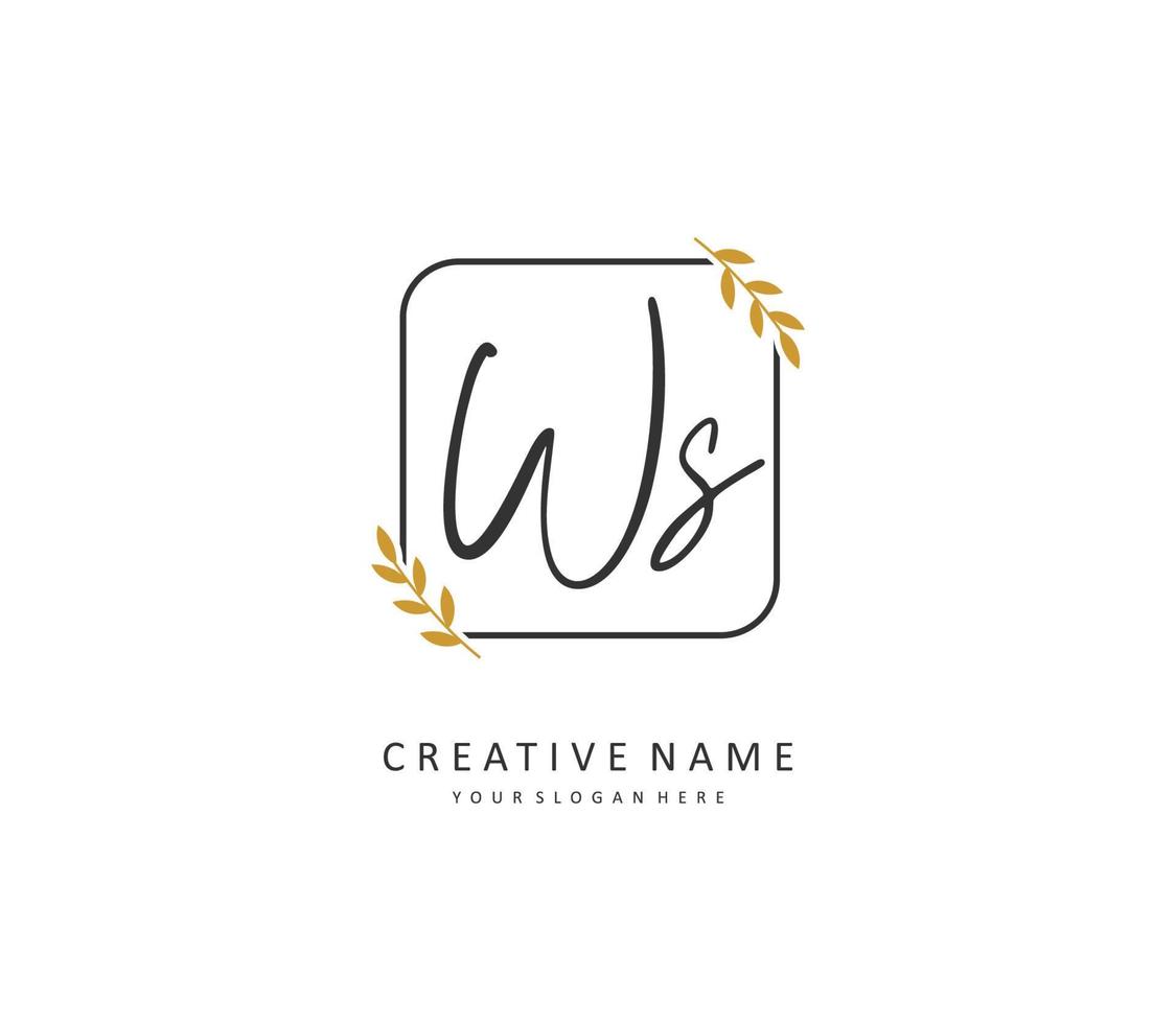 W S WS Initial letter handwriting and  signature logo. A concept handwriting initial logo with template element. vector