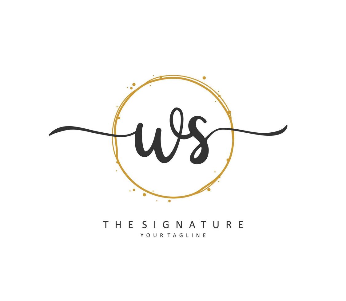 W S WS Initial letter handwriting and  signature logo. A concept handwriting initial logo with template element. vector