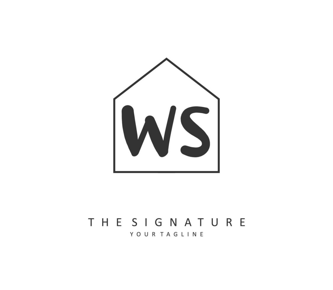 W S WS Initial letter handwriting and  signature logo. A concept handwriting initial logo with template element. vector
