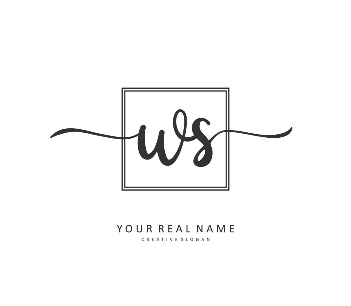 W S WS Initial letter handwriting and  signature logo. A concept handwriting initial logo with template element. vector