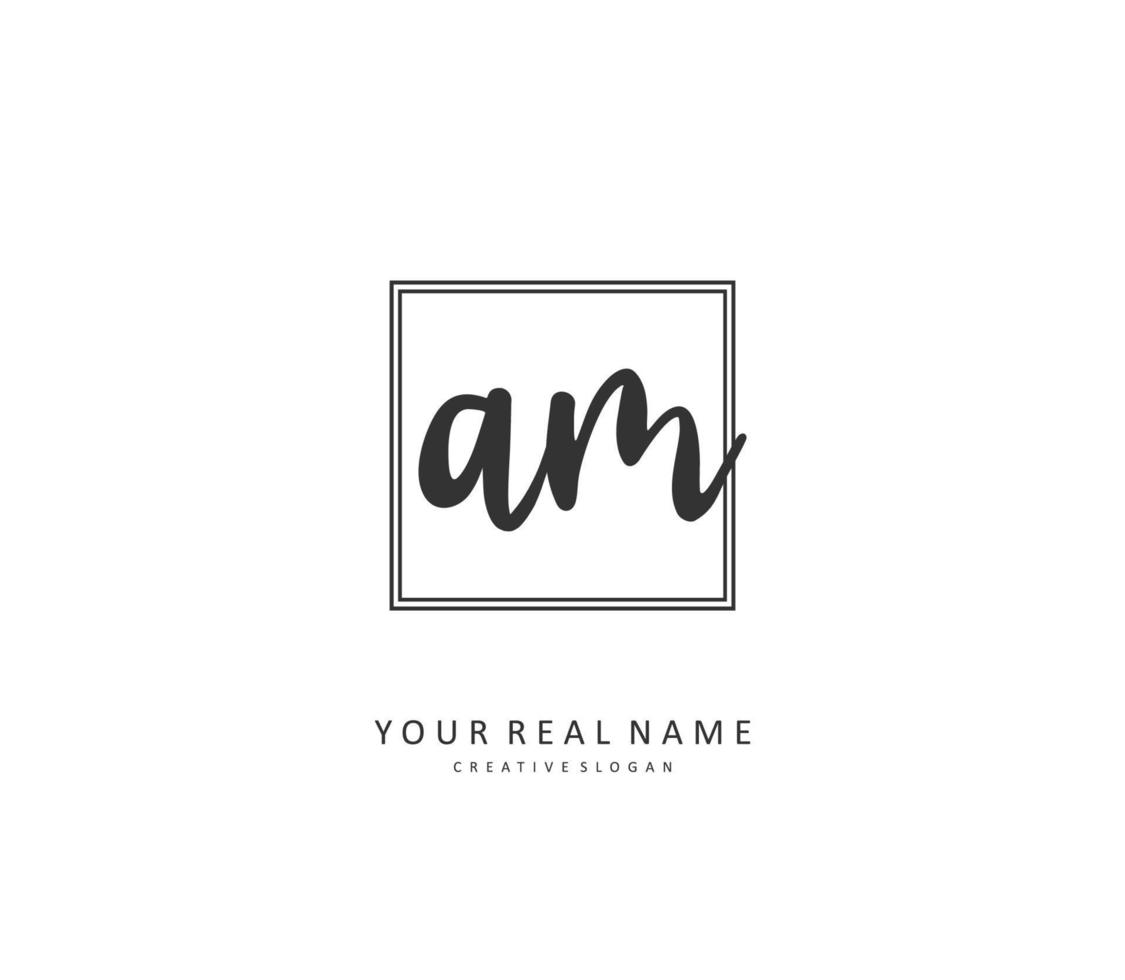 A M AM Initial letter handwriting and  signature logo. A concept handwriting initial logo with template element. vector