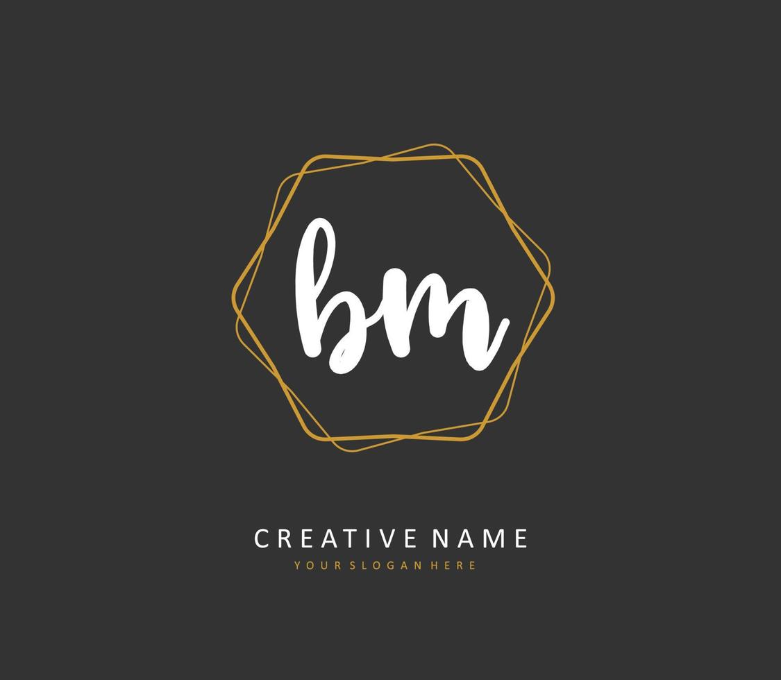 B M BM Initial letter handwriting and  signature logo. A concept handwriting initial logo with template element. vector