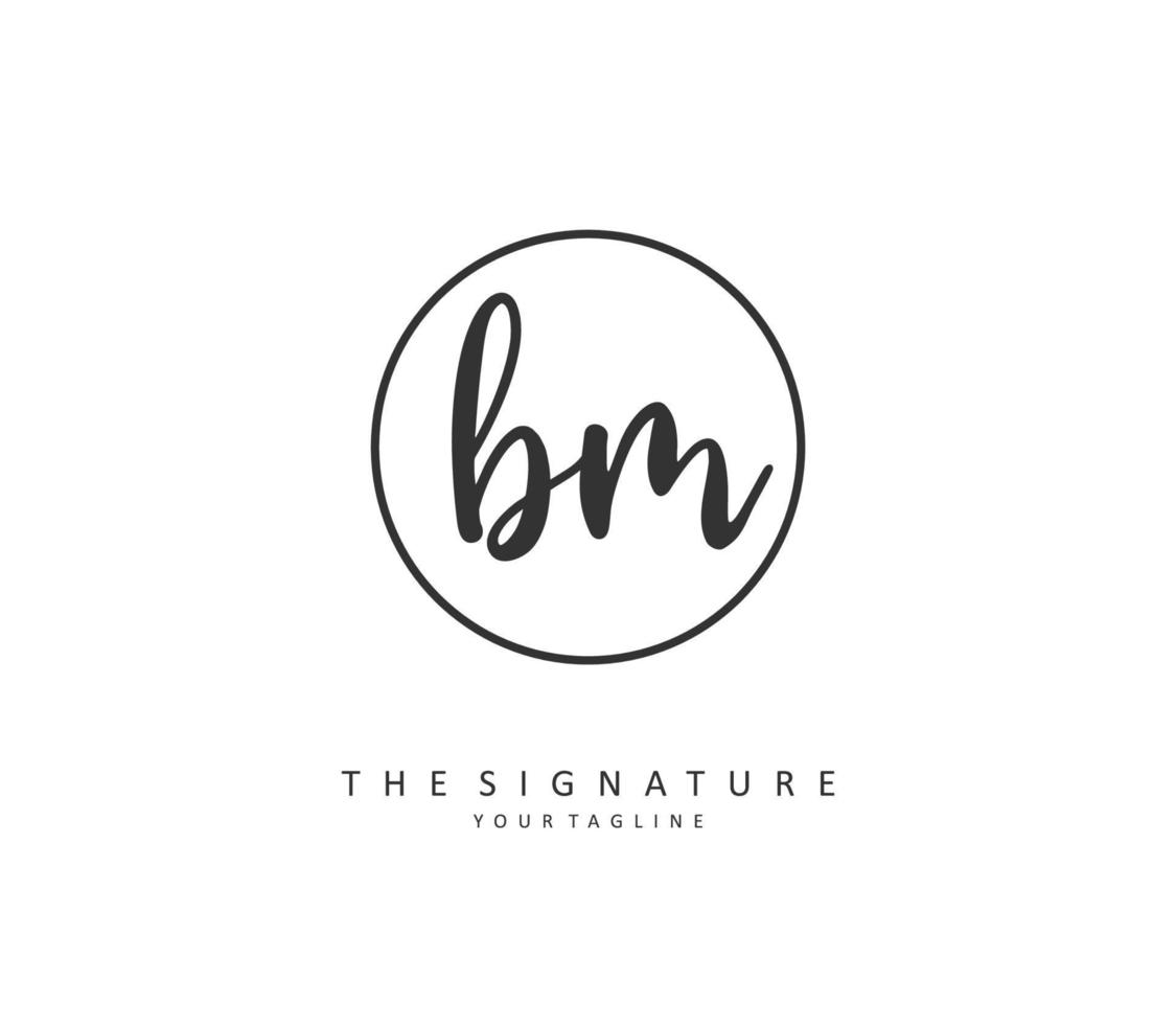 B M BM Initial letter handwriting and  signature logo. A concept handwriting initial logo with template element. vector