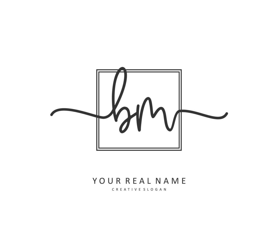 B M BM Initial letter handwriting and  signature logo. A concept handwriting initial logo with template element. vector