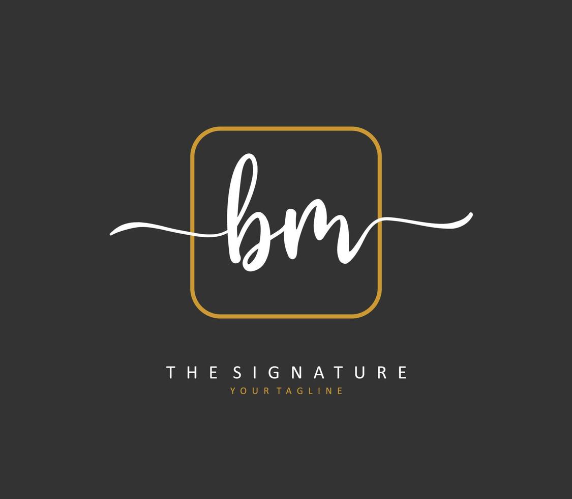 B M BM Initial letter handwriting and  signature logo. A concept handwriting initial logo with template element. vector