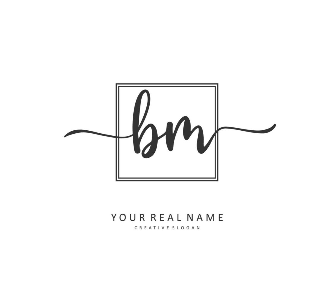 B M BM Initial letter handwriting and  signature logo. A concept handwriting initial logo with template element. vector