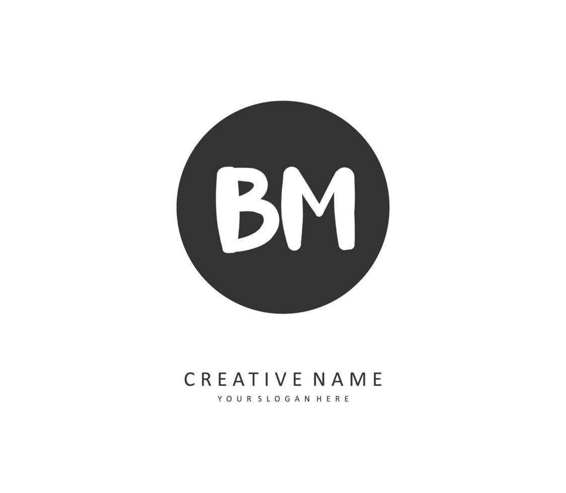 B M BM Initial letter handwriting and  signature logo. A concept handwriting initial logo with template element. vector