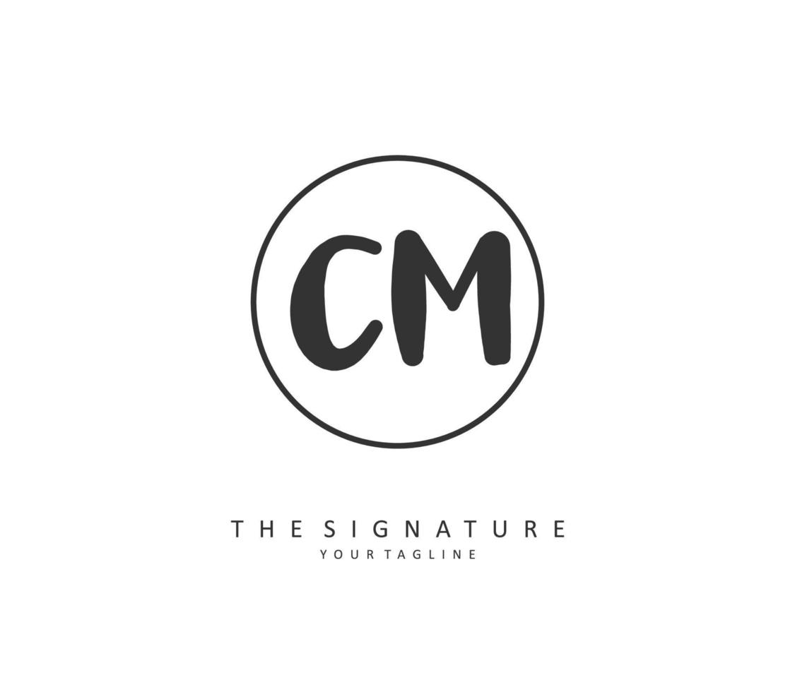 C M CM Initial letter handwriting and  signature logo. A concept handwriting initial logo with template element. vector