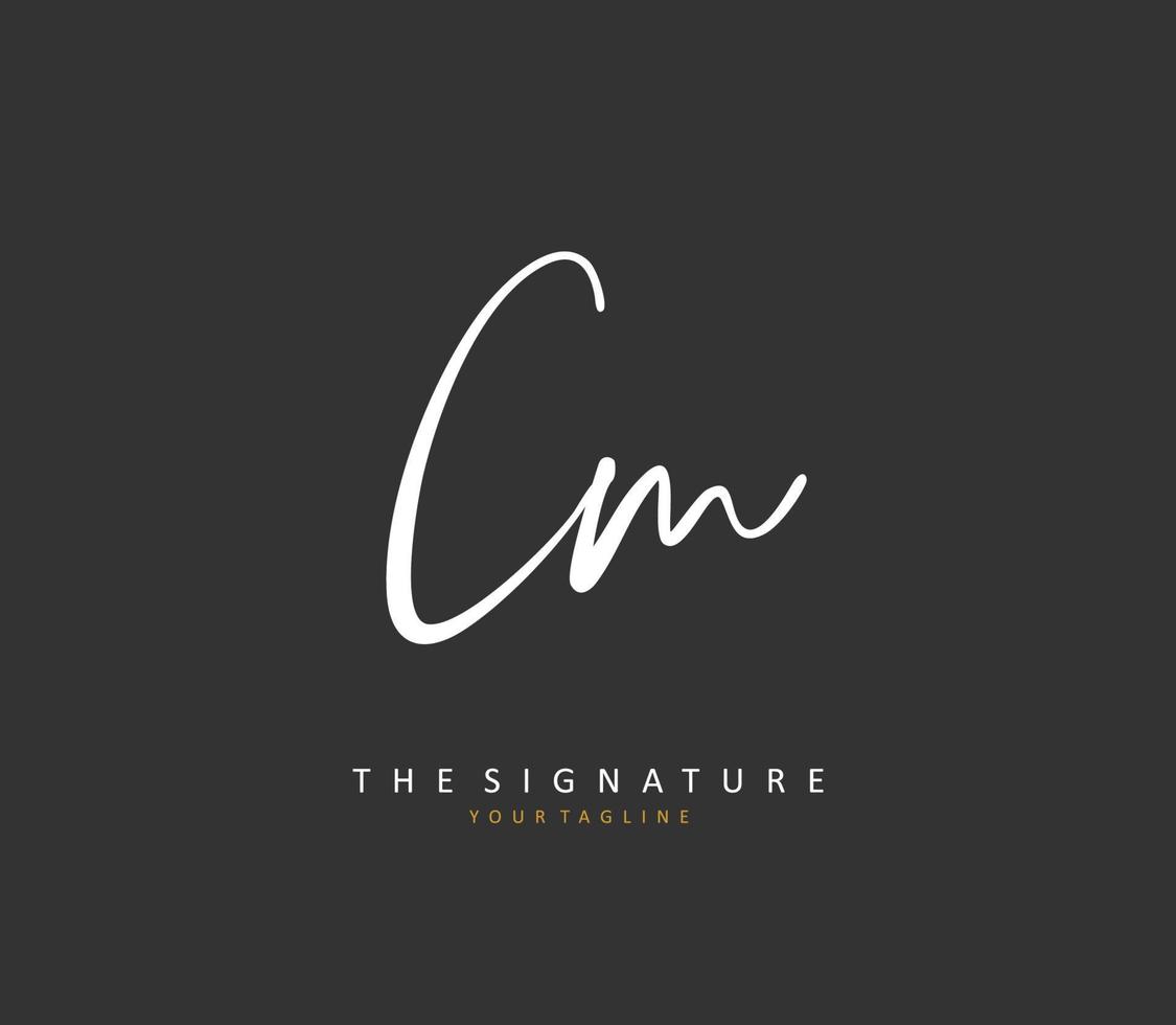 C M CM Initial letter handwriting and  signature logo. A concept handwriting initial logo with template element. vector