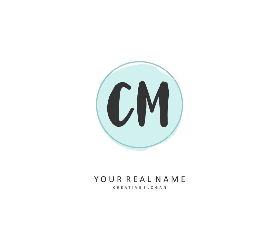 C M CM Initial letter handwriting and  signature logo. A concept handwriting initial logo with template element. vector