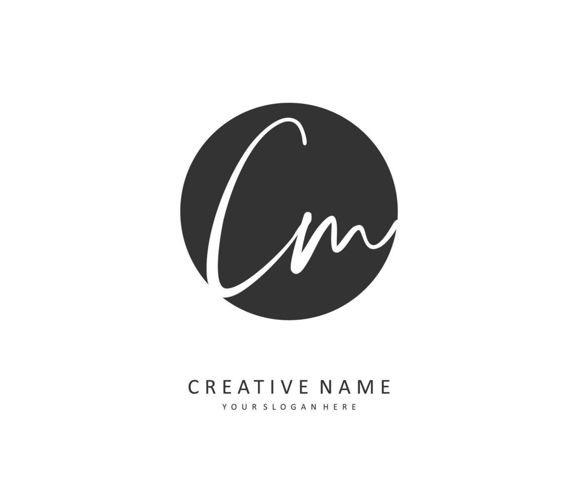 C M CM Initial letter handwriting and  signature logo. A concept handwriting initial logo with template element. vector