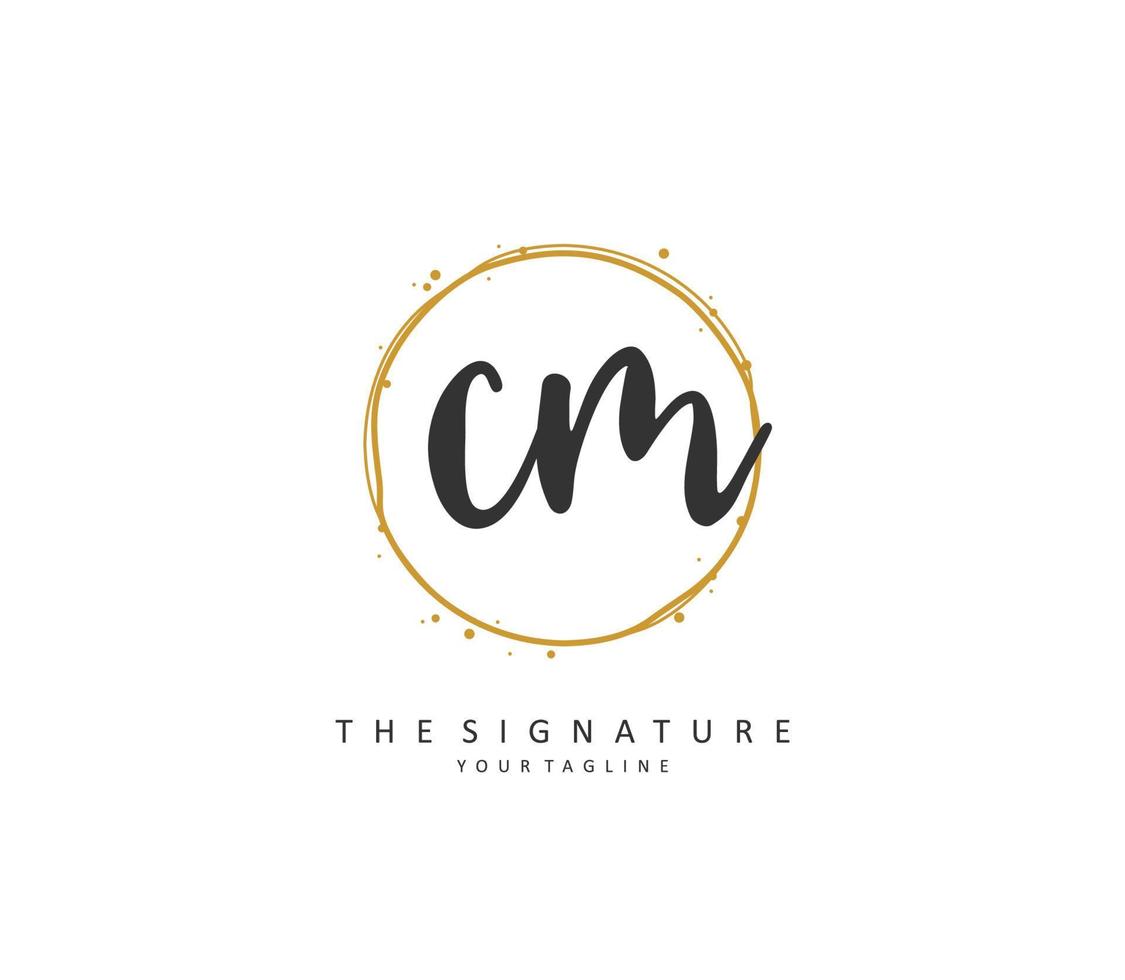 C M CM Initial letter handwriting and  signature logo. A concept handwriting initial logo with template element. vector