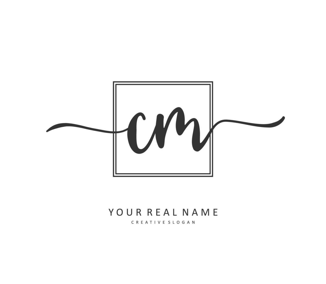 C M CM Initial letter handwriting and  signature logo. A concept handwriting initial logo with template element. vector