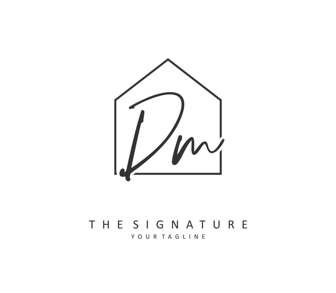 D M DM Initial letter handwriting and  signature logo. A concept handwriting initial logo with template element. vector