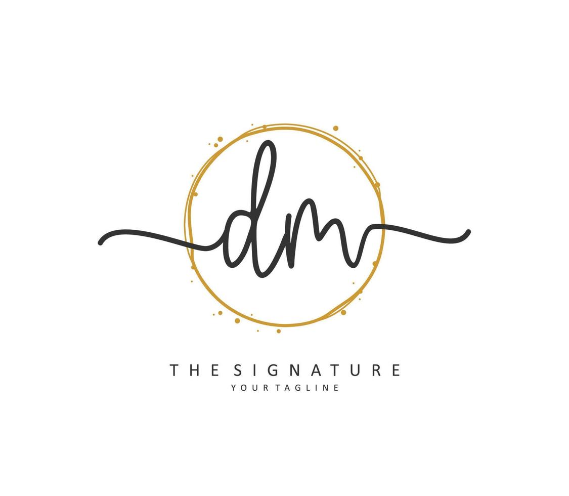 D M DM Initial letter handwriting and  signature logo. A concept handwriting initial logo with template element. vector