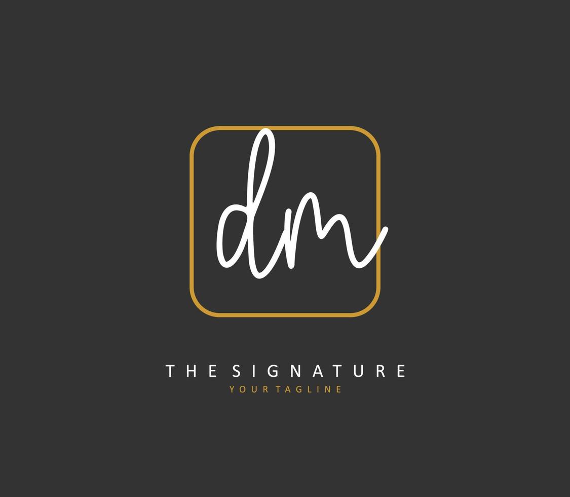 D M DM Initial letter handwriting and  signature logo. A concept handwriting initial logo with template element. vector