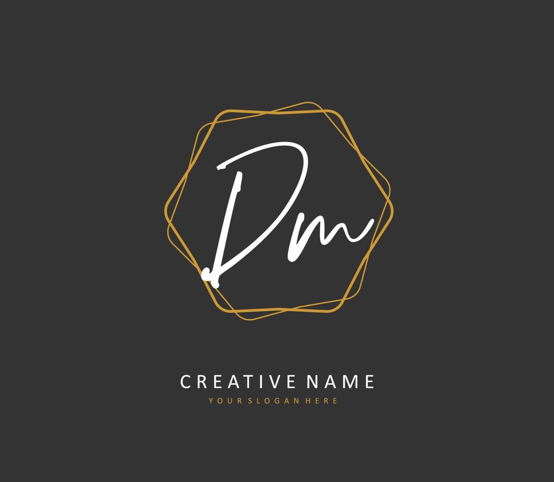 D M DM Initial letter handwriting and  signature logo. A concept handwriting initial logo with template element. vector