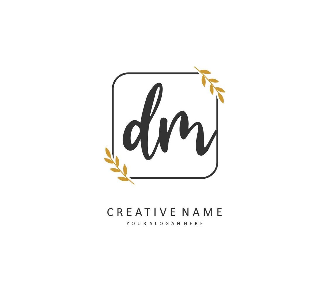 D M DM Initial letter handwriting and  signature logo. A concept handwriting initial logo with template element. vector