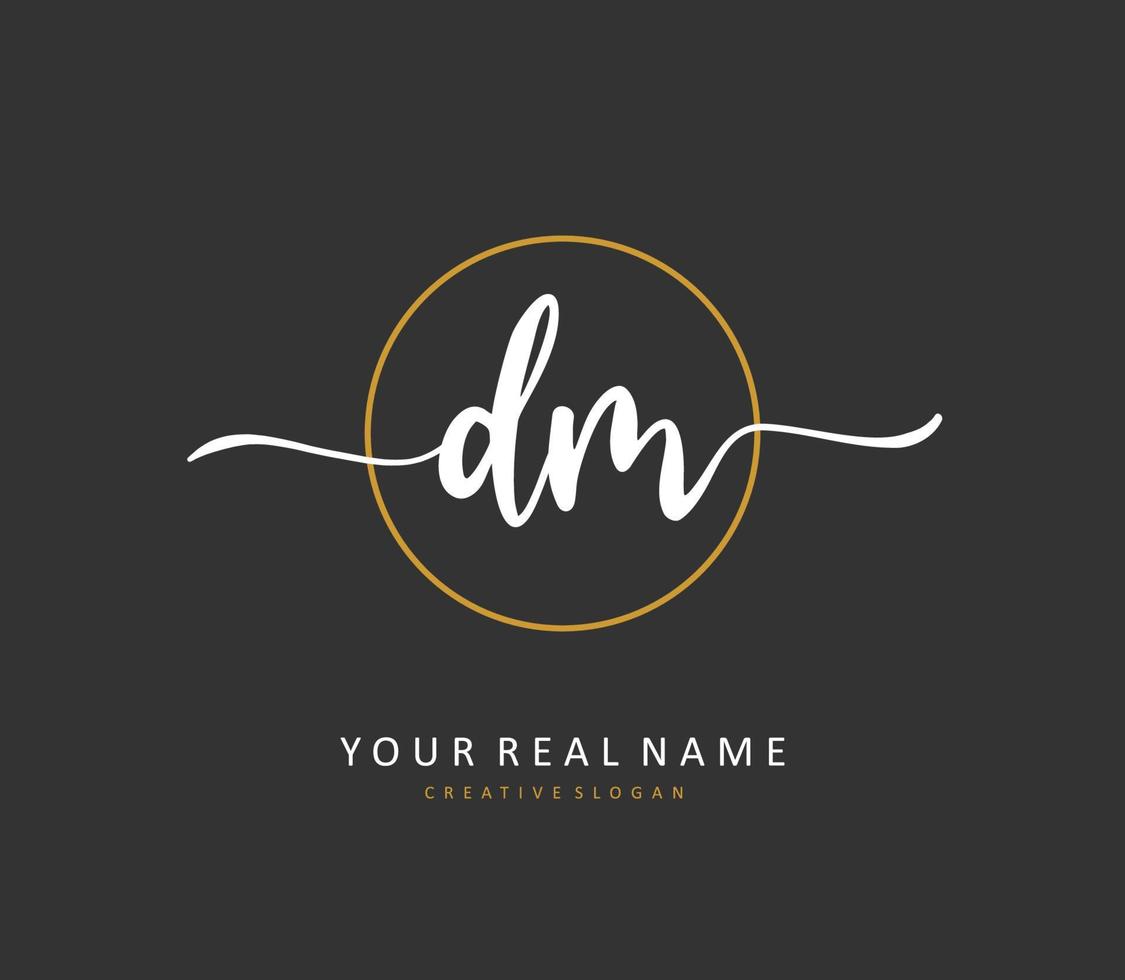 D M DM Initial letter handwriting and  signature logo. A concept handwriting initial logo with template element. vector