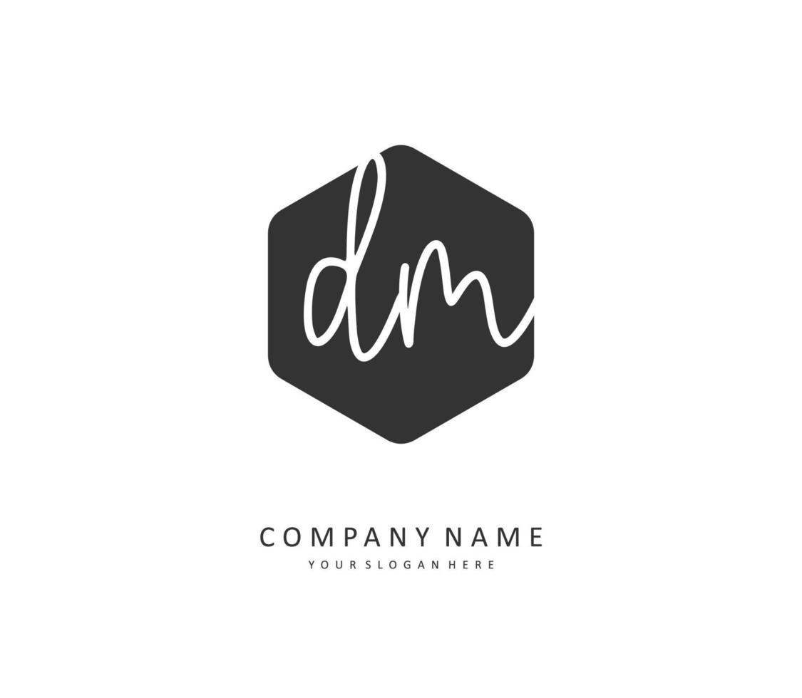 D M DM Initial letter handwriting and  signature logo. A concept handwriting initial logo with template element. vector