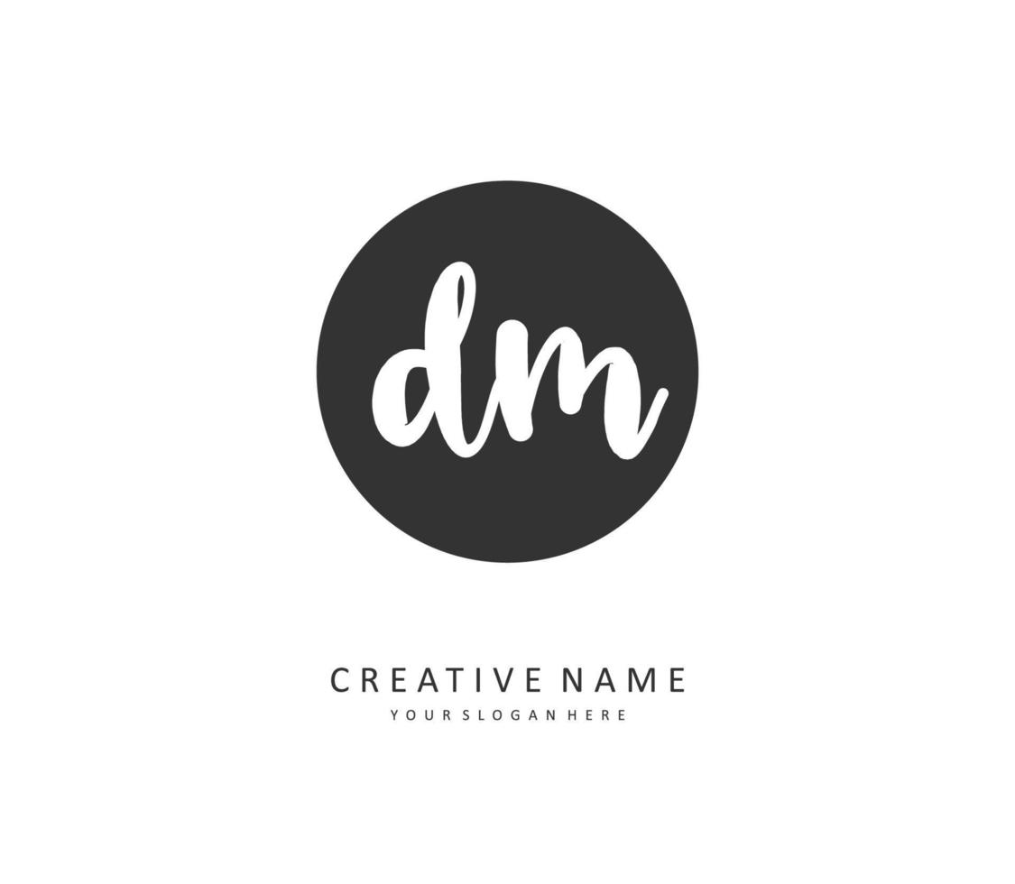 D M DM Initial letter handwriting and  signature logo. A concept handwriting initial logo with template element. vector