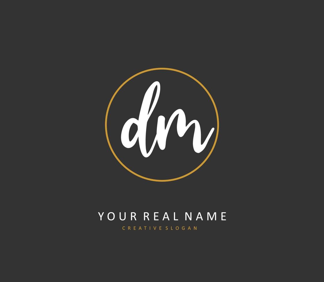 D M DM Initial letter handwriting and  signature logo. A concept handwriting initial logo with template element. vector