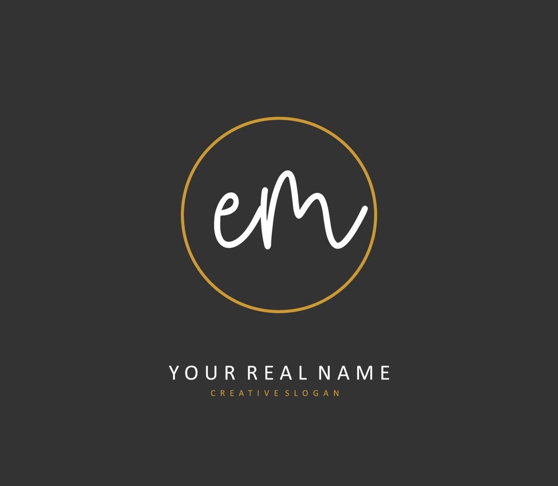 E M EM Initial letter handwriting and  signature logo. A concept handwriting initial logo with template element. vector