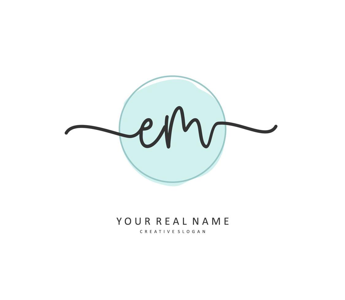 E M EM Initial letter handwriting and  signature logo. A concept handwriting initial logo with template element. vector